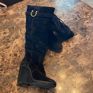 Salvatore Ferragamo - Black Suede Lined Winter Boots - Size 36
